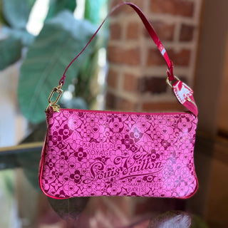 LOUIS VUITTON Pochette Accessories Limited Edition Pink Leather Cosmic Blossom Shoulder Bag