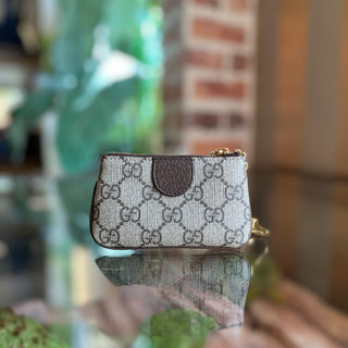 GUCCI Ophidia Beige GG Supreme Canvas Key Pouch