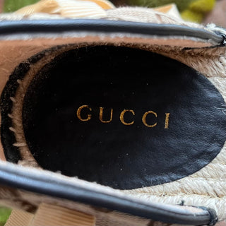 GUCCI GG Fabric Espadrille Wedges SZ 40 (US 10)