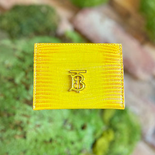 BURBERRY TB Monogram Yellow Lizard Embossed Card Case