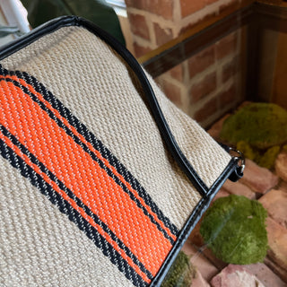 STELLA MCCARTNEY Logo Striped Linen Crossbody