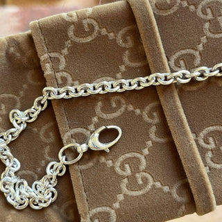 GUCCI 925 Sterling Silver Interlocking GG Pendant Necklace