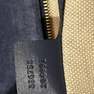 GUCCI Soho Dark Blue Patent Leather Clutch Bag