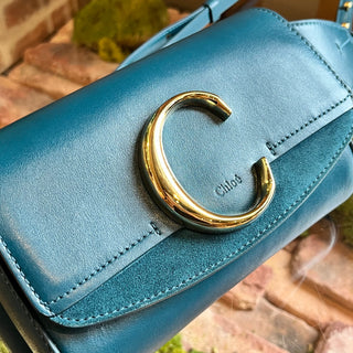 CHLOE C Belt Smoky Blue Calfskin Suede Belt Bag