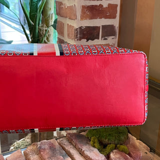 TORY BURCH Red Gemini Link Coated Canvas Tote