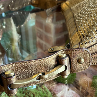 GUCCI Pelham Gold Leather Sudded Hobo Bag