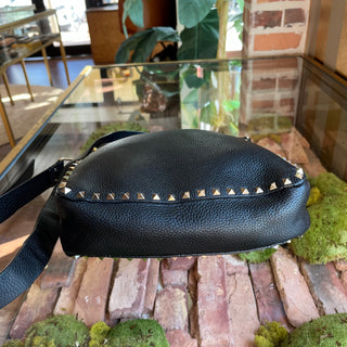 VALENTINO Pebbled Leather Rockstud Flat Crossbody Bag