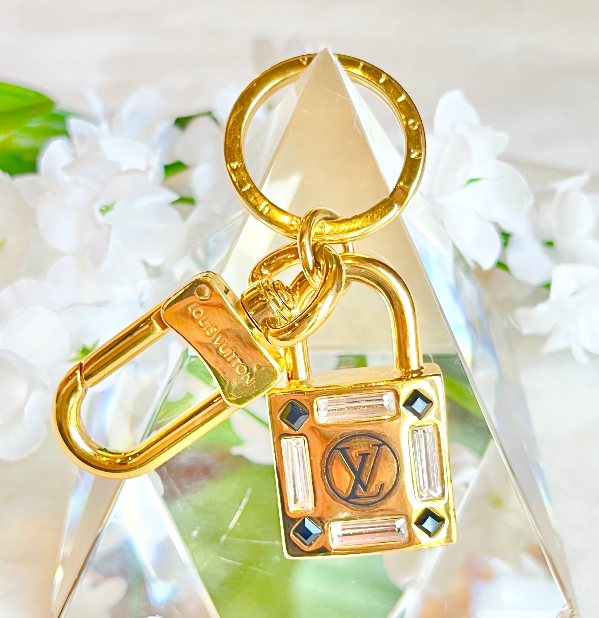 Louis Vuitton Gold-Tone Lock Me Strass Bag Charm Key Holder