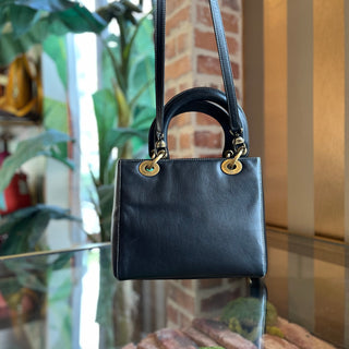 DIOR Lady Dior Black Grained Calfskin Leather Tote