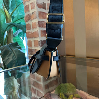 LOEWE Mini Gate Dual Black & Warm Desert Calfskin Jacquard Crossbody Bag
