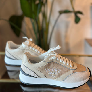 VERSACE Vitello Crosta Nylon Sneakers SZ 40