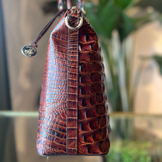 BRAHMIN Duxbury Brown Melbourne Croc Embossed Leather Satchel Bag