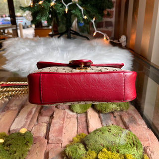 GUCCI GG Marmont Diagonal Quilted GG Canvas Flap Crossbody Bag