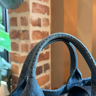 PRADA Canapa Medium Blue Denim Tote Bag