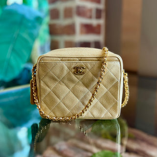 CHANEL Vintage Beige Quilted CC Camera Bag