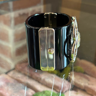 CHANEL Black CC Camellia Cuff