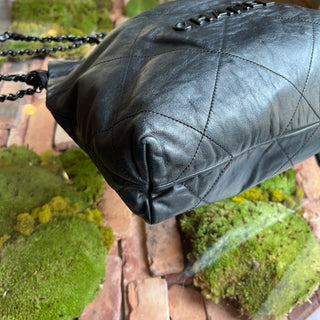 CHANEL Small Chanel 22 So Black Quilted Shiny Calfskin Leather Shoulder Bag