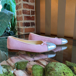 CHANEL Cap Toe Pink Canvas Flats SZ 39 (US 9)