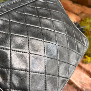 CHANEL Black Quilted Lambskin Front Pocket Tassel CC Vintage Crossbody Bag