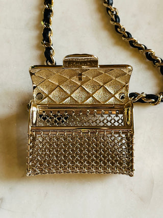 CHANEL Gold-Tone 2021 Flap Bag Necklace