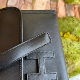 HERMES Jige 29 Black Swift Leather Clutch Bag