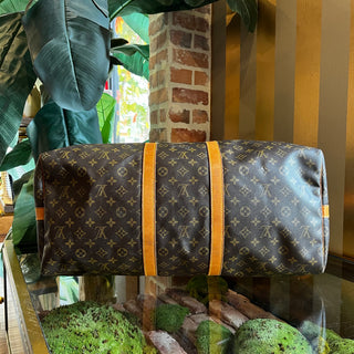 LOUIS VUITTON  Keepall Bandouliere 55 Brown Monogram Canvas Duffle Bag