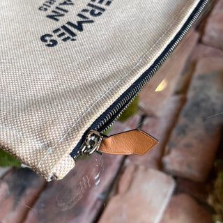 HERMES Yachting Toile PM Logo Flat Pouch