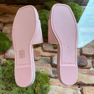 TORY BURCH Pink T Monogram Espadrille Slides SZ 6.5