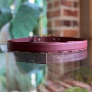 DOLCE & GABBANA Amore Pearl Logo Maroon Leather Belt