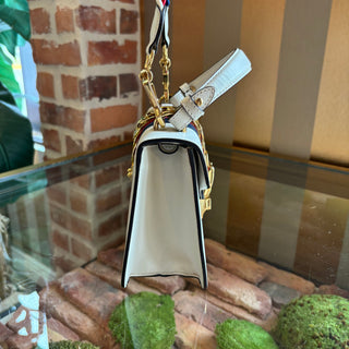 GUCCI White Leather Mini Sylvie Top Handle Bag
