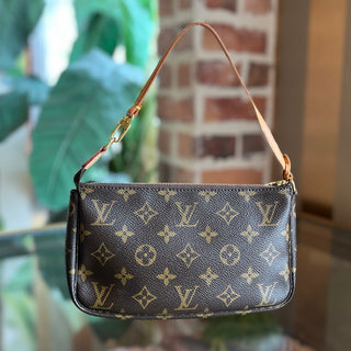 LOUIS VUITTON Pochette Accessories Vintage Brown Monogram Canvas Shoulder Bag