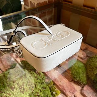 JIMMY CHOO Small Bauti White Embossed Logo Crossbody