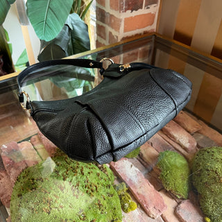 MCM Black Grained Leather Tassel Hobo Bag