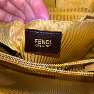 FENDI 2Jours Elite Medium Yellow Saffiano Leather Two Way Top Handle