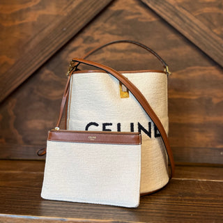 CELINE Bucket 16 Brown Canvas Bag
