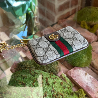 GUCCI Ophidia Beige GG Supreme Canvas Key Pouch