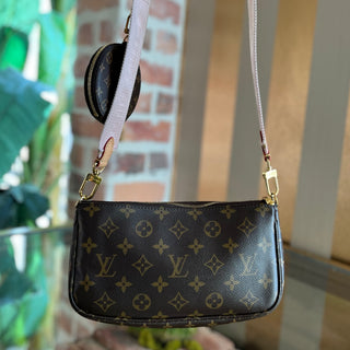LOUIS VUITTON Pochette Accessories Pink Monogram Canvas Crossbody Bag