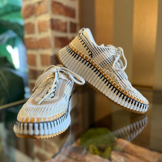 CHLOE Nama Stitch Mixed Media Walking Sneakers SZ 37 (US 7)