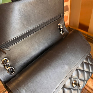 CHANEL Classic Jumbo Double Flap Black Quilted Lambskin Shoulder Bag