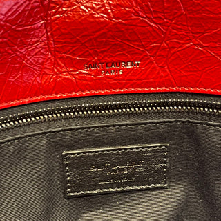 SAINT LAURENT Niki Medium Red Crackled Calfskin Shoulder Bag