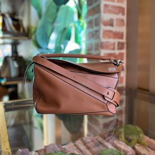 LOEWE Medium Puzzle Brown Classic Calfskin Leather Shoulder Bag