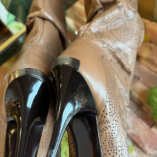 BURBERRY Brown Laser Cut Boots SZ37.5(7.5US)