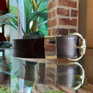 GUCCI Brown Guccissima Leather Interlocking G Buckle Belt SZ75/30(2US)