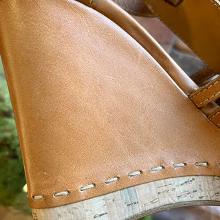 CHLOE Beige Leather Strappy Wedges SZ 38 (US 8)
