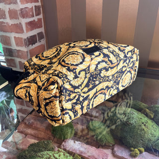 VERSACE Black Gold Nylon Baroque Diaper Bag