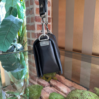 CHANEL Boy Bag Medium Black Galuchat-Trimmed Lambskin Crossbody
