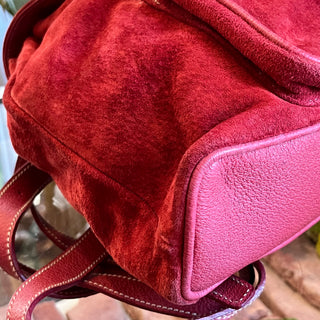 GUCCI Vintage Red Suede Bamboo Backpack Bag