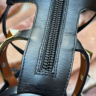 VALENTINO Black Leather Rockstud Tie Up Heels SZ 37 (US 7)