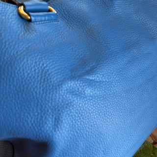 PRADA Blue Vitello Daino Leather Tote