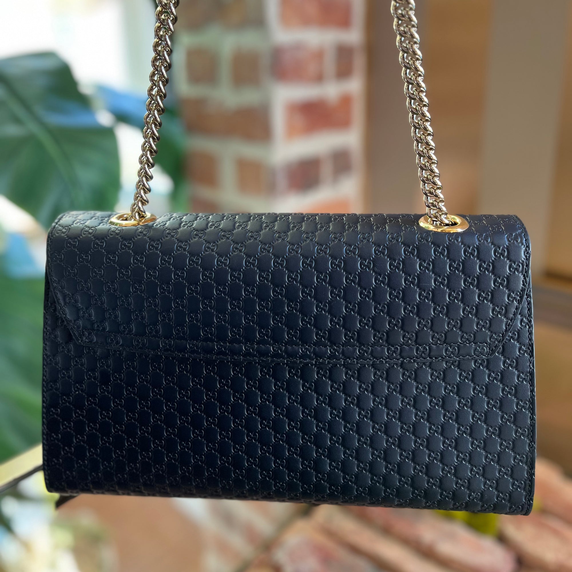 GUCCI Navy Blue Guccissima Emily Flap Bag